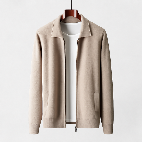 MOSEKAE Men's Wool Zip Cardigan
