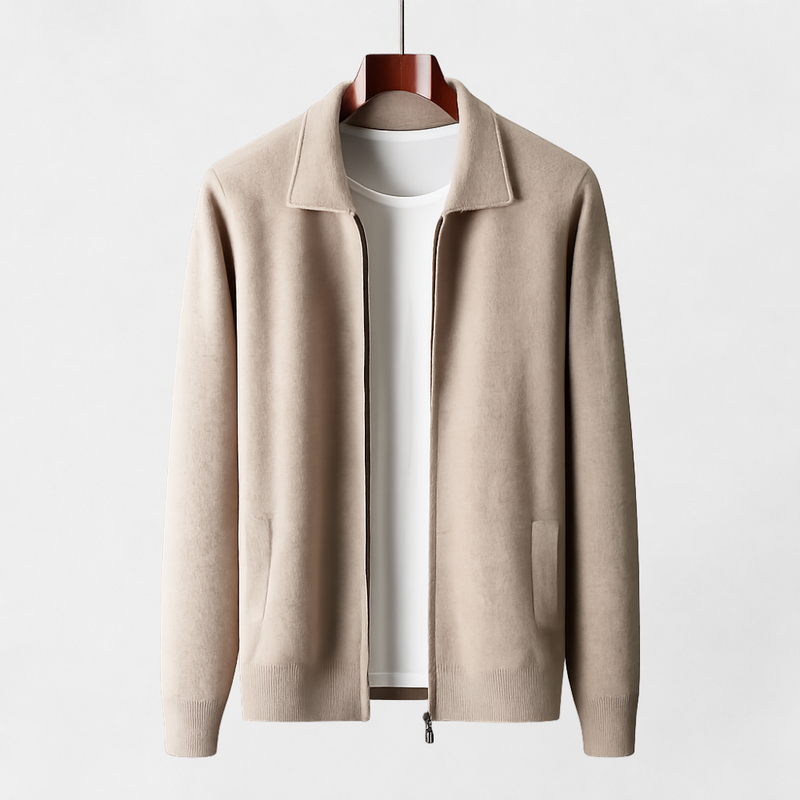MOSEKAE Men's Wool Zip Cardigan
