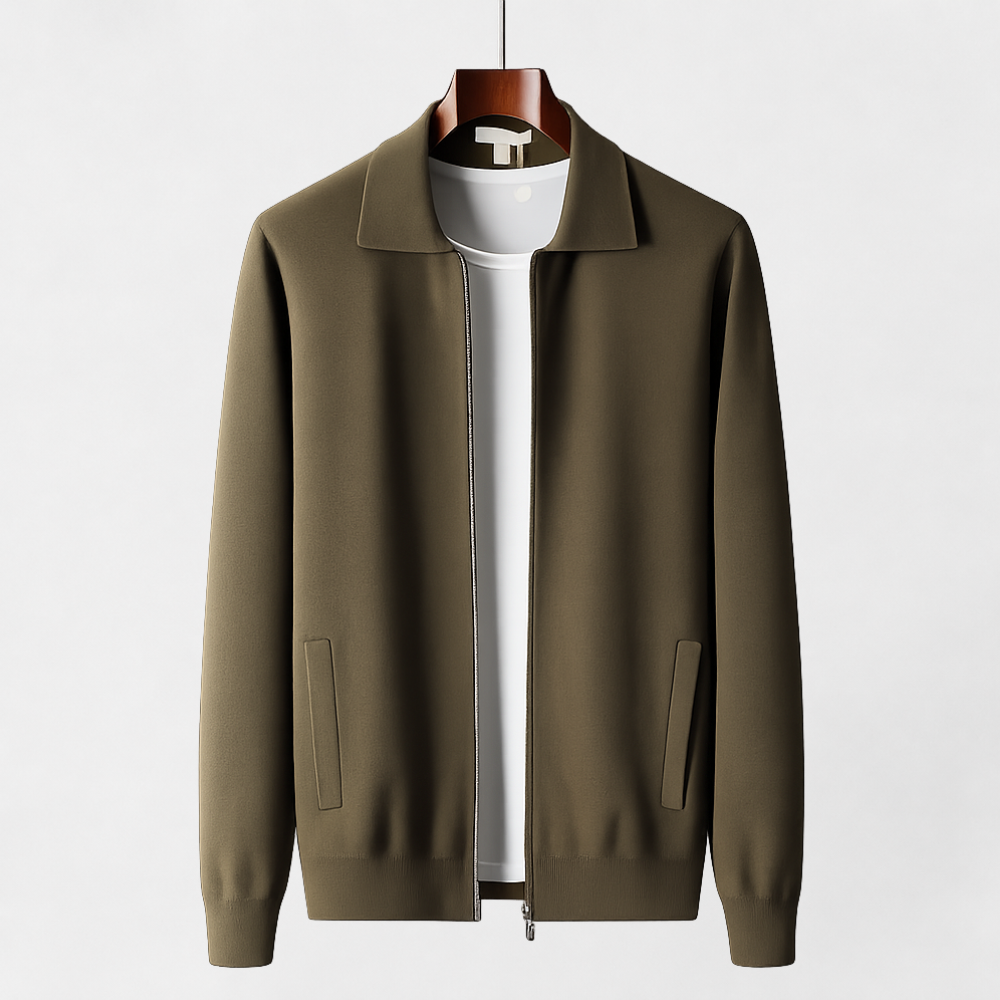 MOSEKAE Men's 100% Pure Wool Zip Cardigan Jacket Thick Breathable Business Casual Knitwear for Autumn