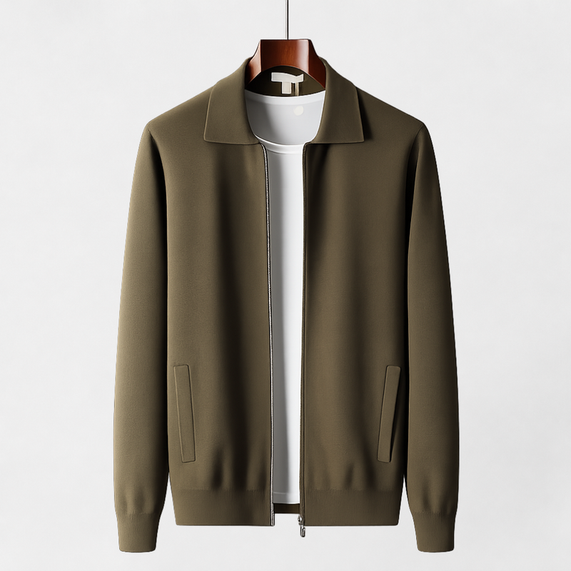 MOSEKAE Men's Wool Zip Cardigan