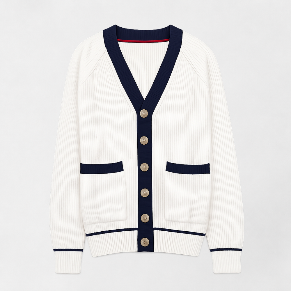 MOSEKAE Men's Custom Logo Knit Cardigan Sweater Button-Up Patterned Business Casual Knitwear for Autumn & Winter