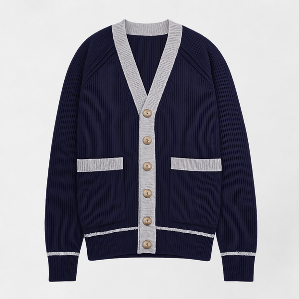 MOSEKAE Men's Patterned Knit Cardigan