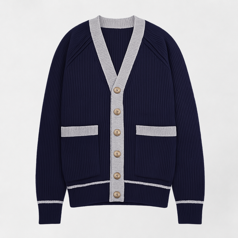MOSEKAE Men's Patterned Knit Cardigan