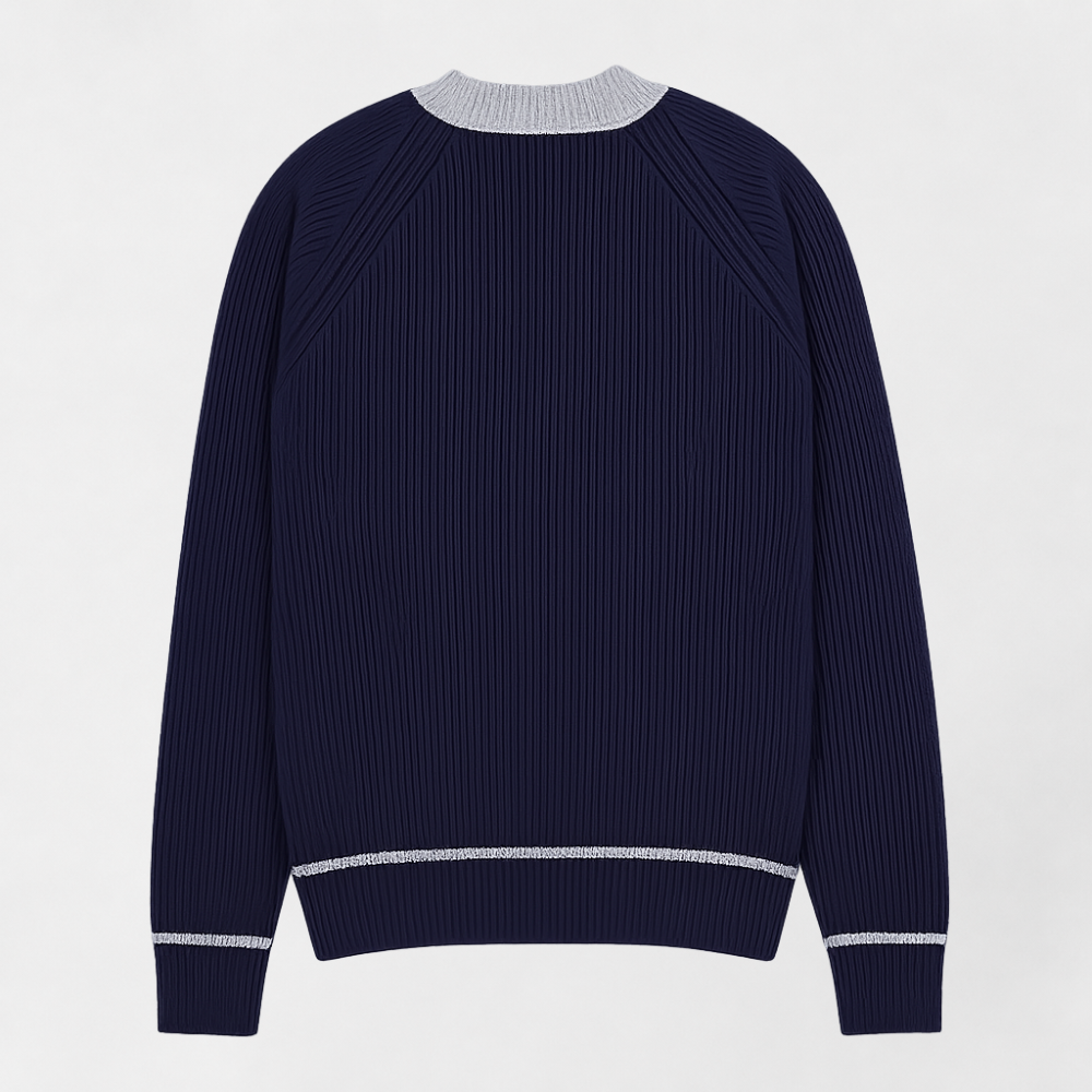 MOSEKAE Men's Custom Logo Knit Cardigan Sweater Button-Up Patterned Business Casual Knitwear for Autumn & Winter