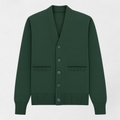 MOSEKAE Men's V-Neck Wool Cardigan Solid Color Full Sleeve Button Closure Thick Anti-Pilling Winter Knitwear