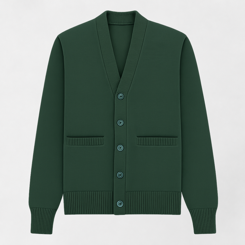 MOSEKAE Men's V-Neck Wool Cardigan