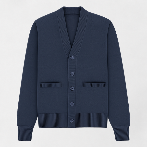 MOSEKAE Men's V-Neck Wool Cardigan