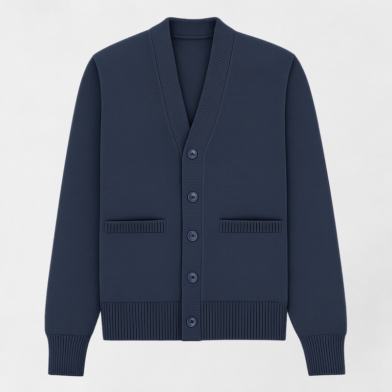 MOSEKAE Men's V-Neck Wool Cardigan