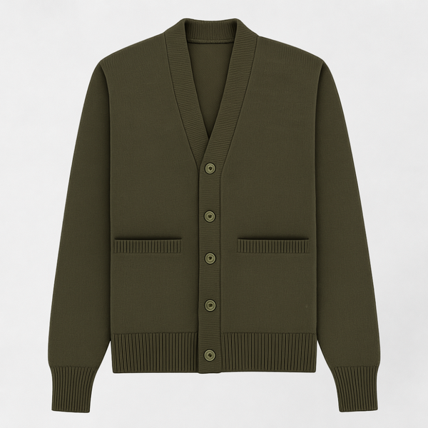 MOSEKAE Men's V-Neck Wool Cardigan