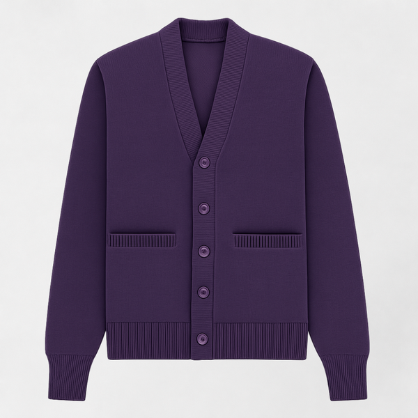 MOSEKAE Men's V-Neck Wool Cardigan