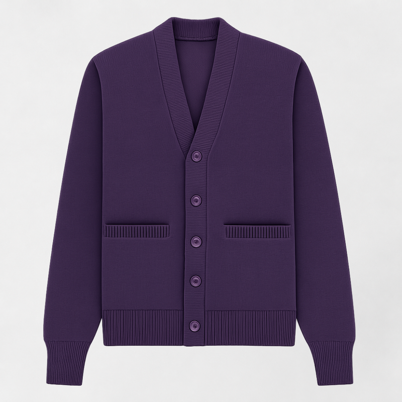 MOSEKAE Men's V-Neck Wool Cardigan