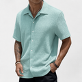 MOSEKAE Men’s Short Sleeve Button Down Casual Shirt Beach Summer Vacation Lightweight Breathable Summer Shirt