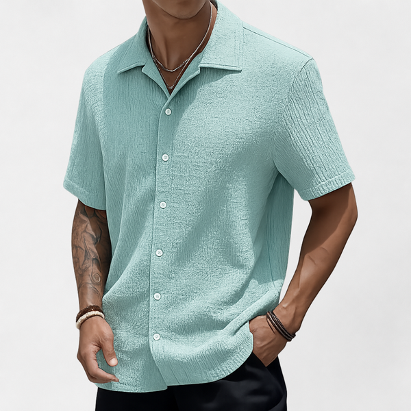 MOSEKAE Men's Short-Sleeve Button-Down Shirt