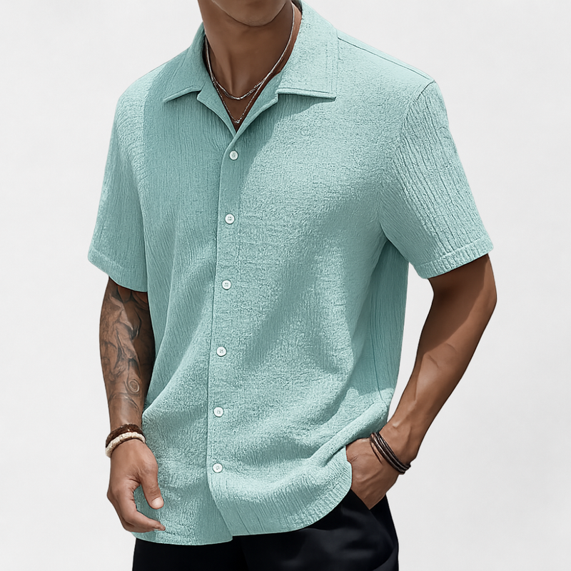 MOSEKAE Men's Short-Sleeve Button-Down Shirt