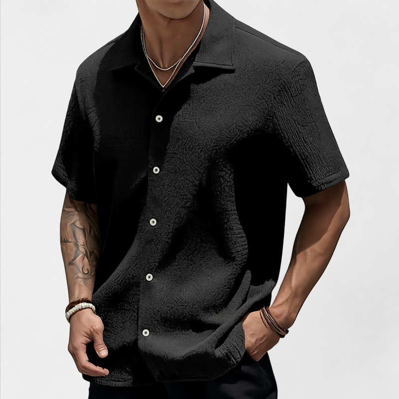 MOSEKAE Men's Short-Sleeve Button-Down Shirt