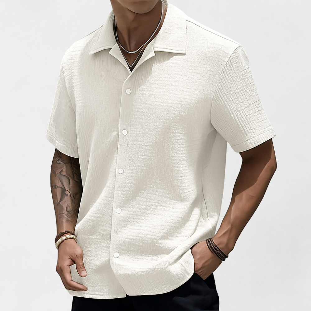 MOSEKAE Men’s Short Sleeve Button Down Casual Shirt Beach Summer Vacation Lightweight Breathable Summer Shirt