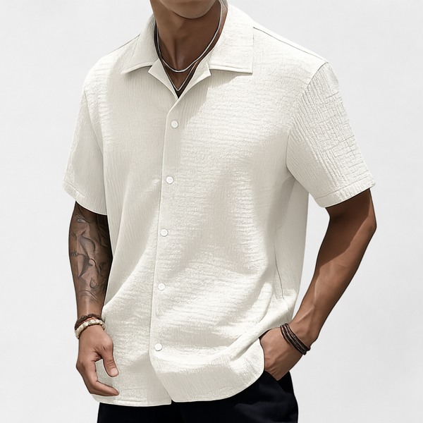 MOSEKAE Men's Short-Sleeve Button-Down Shirt