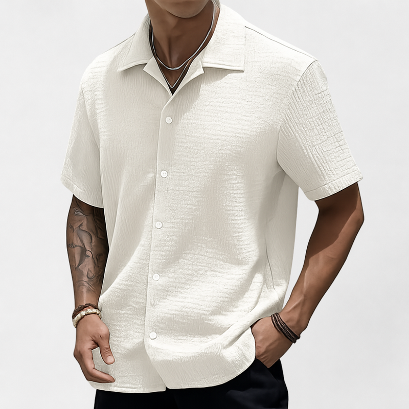 MOSEKAE Men's Short-Sleeve Button-Down Shirt
