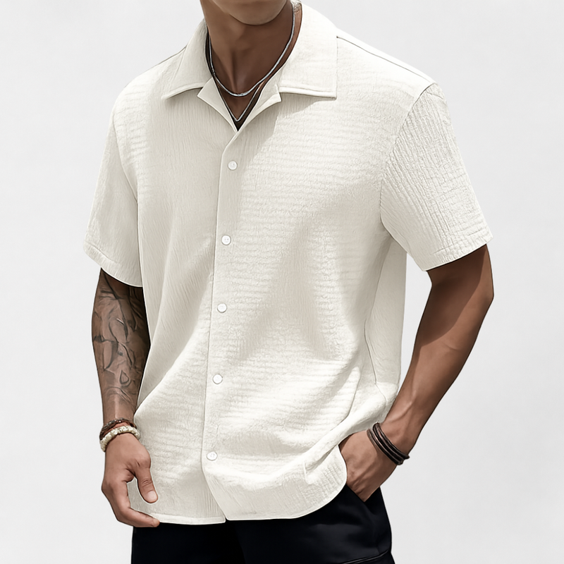 MOSEKAE Men's Short-Sleeve Button-Down Shirt