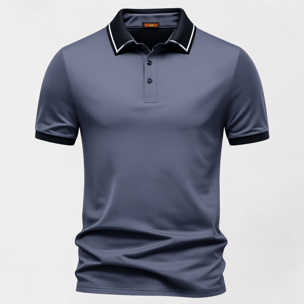 MOSEKAE Men’s Solid Color Golf Polo Shirt Summer Knitted Breathable Moisture Wicking Performance Button Polo Shirt