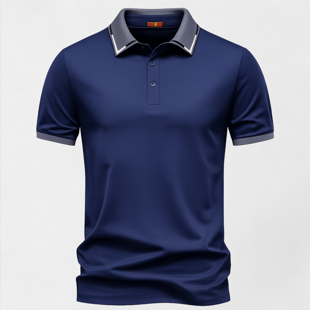 MOSEKAE Men’s Solid Color Golf Polo Shirt Summer Knitted Breathable Moisture Wicking Performance Button Polo Shirt