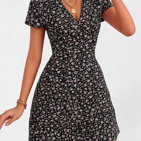 MOSEKAE Women's Floral V-Neck Midi Dress