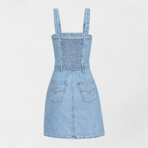MOSEKAE Women's Backless Denim Mini Dress