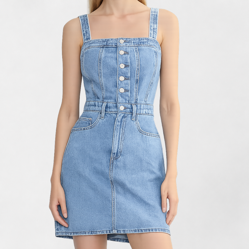 MOSEKAE Women's Backless Denim Mini Dress