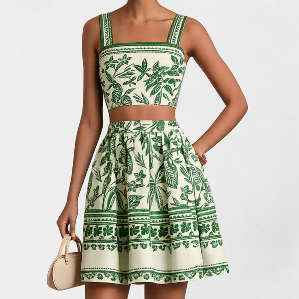 MOSEKAE Women's Tropical Cami & Skirt Set