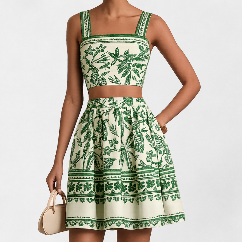 MOSEKAE Women's Tropical Cami & Skirt Set