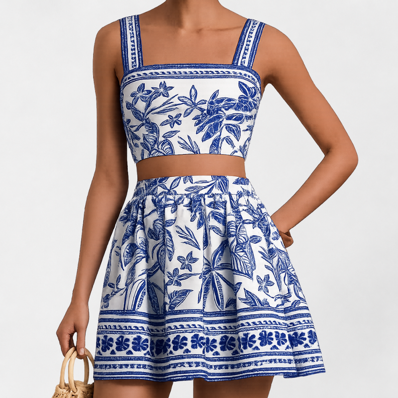 MOSEKAE Women's Tropical Cami & Skirt Set