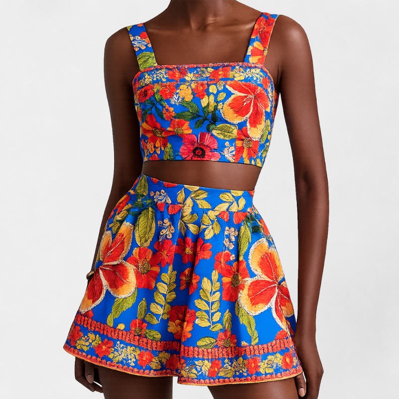 MOSEKAE Women's Tropical Cami & Skirt Set